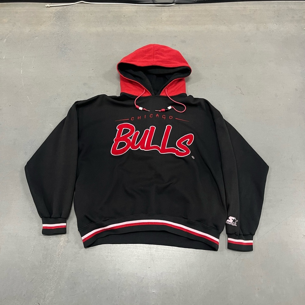 Y2K Starter Hoodie Chicago Bulls Size XL NBA Retro Vintage Pullover Bulls